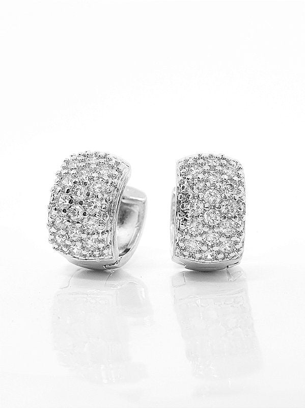 Brinco Masculino Par Argola Cravejada Com 16 Pedras Banhada A Ouro Branco BRI004