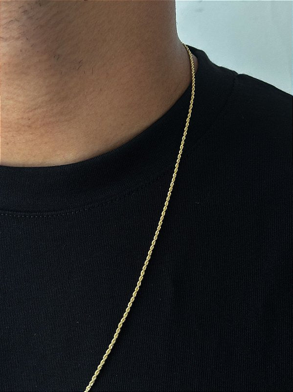 Corrente Cordão Baiano 1,6mm Fecho Tradicional Banhada A Ouro 18k COR081