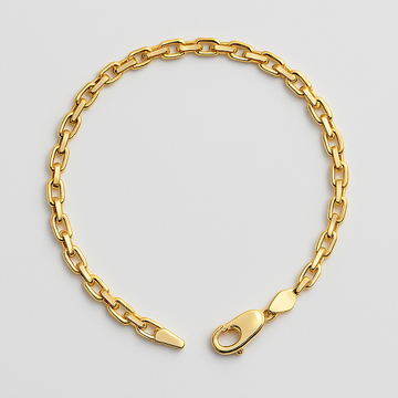 Pulseira Elo Cadeado 4mm Fecho Tradicional Banhada A Ouro 18K PUL062