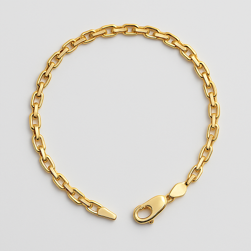 Pulseira Elo Cadeado 4mm Fecho Tradicional Banhada A Ouro 18K PUL062