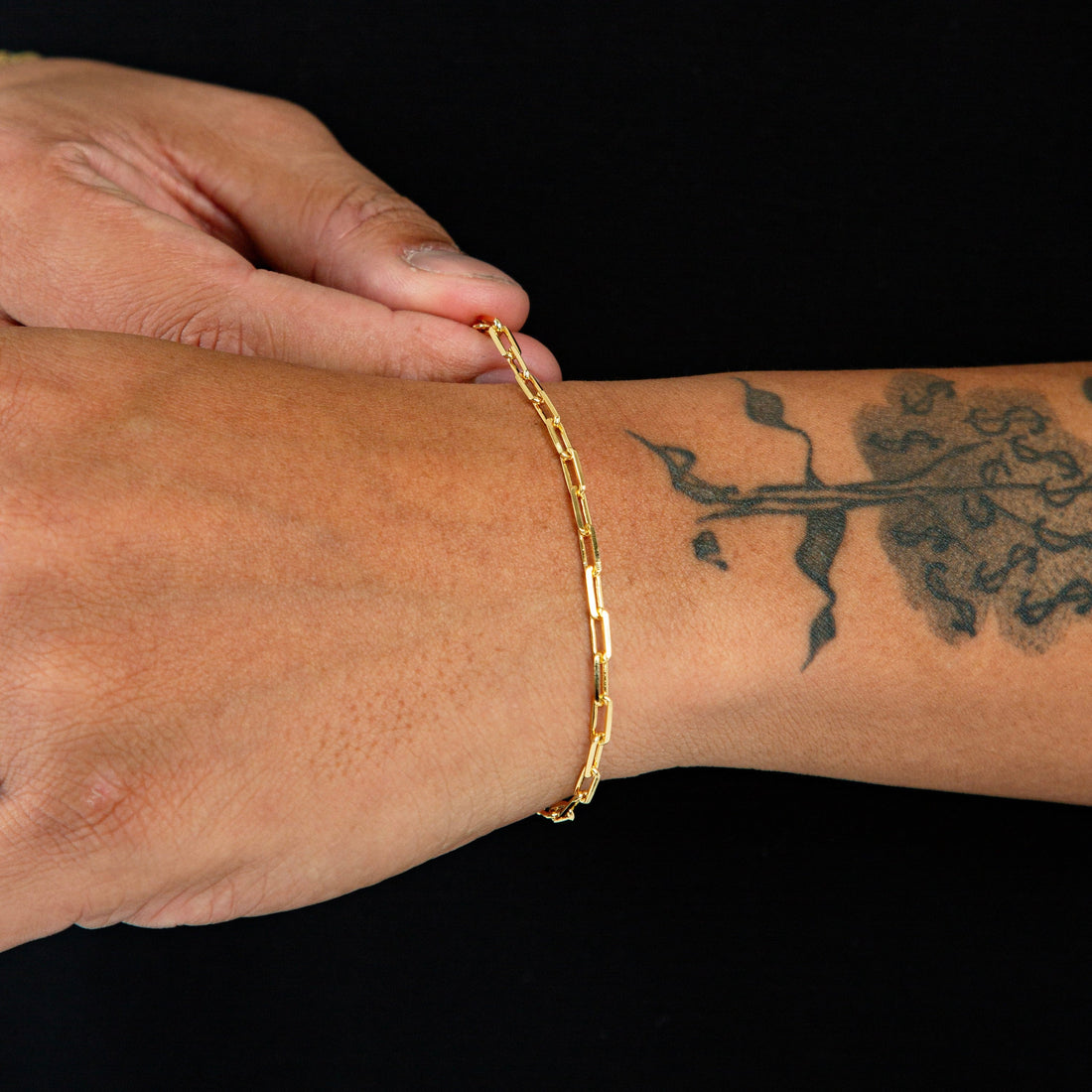 Pulseira Cadeado Alongado 3,5mm Banhada a Ouro 18k PUL082