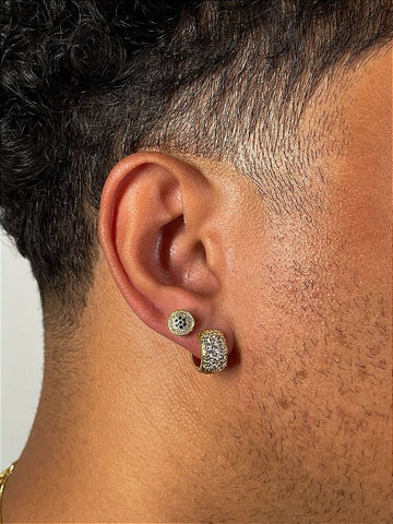 Kit Brinco Masculino Par Argola Cravejada Com 16 Pedras + Brinco Fílip Blue Banhada A Ouro 18K BRI026-BRI188