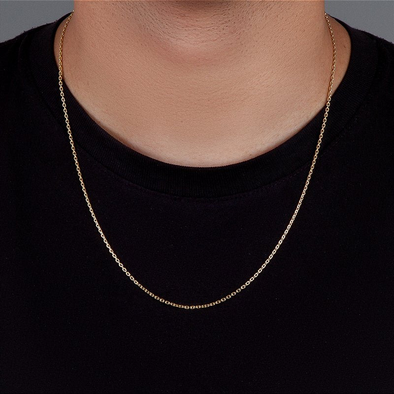 Corrente Elo Cadeado 2mm Fecho Tradicional Banhada A Ouro 18k COR008