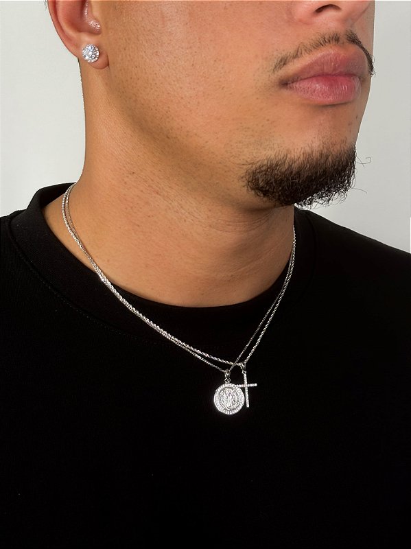 Kit Completo 5 Com 5 Peças Banhado A Ouro Branco COR001-PIN021-COR002-PIN009-BRI192-BRI158-BRI012