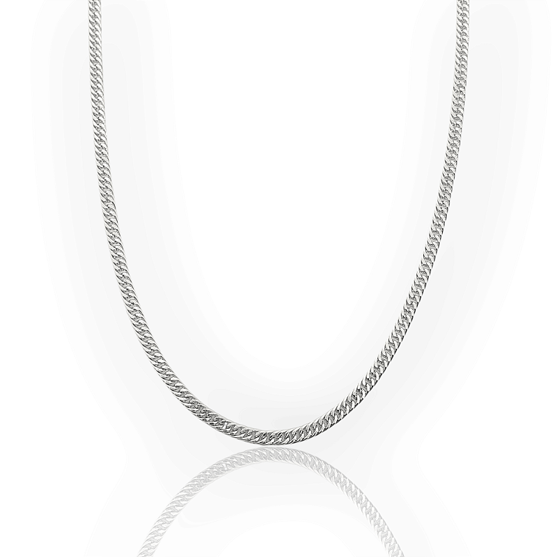 Corrente Grumet Dupla 3mm Fecho Tradicional Banhada a Ouro Branco COR066