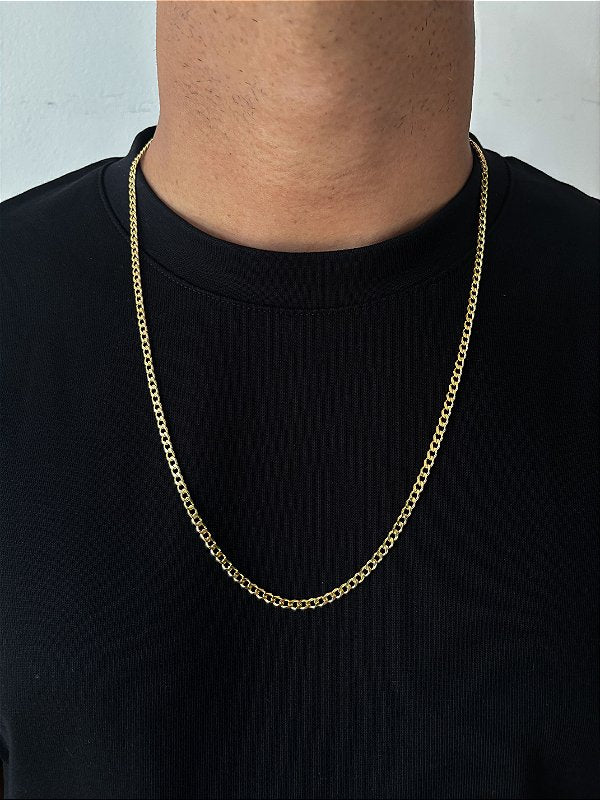 Corrente Grumet 4mm Fecho Tradicional Banhada A Ouro 18k COR089