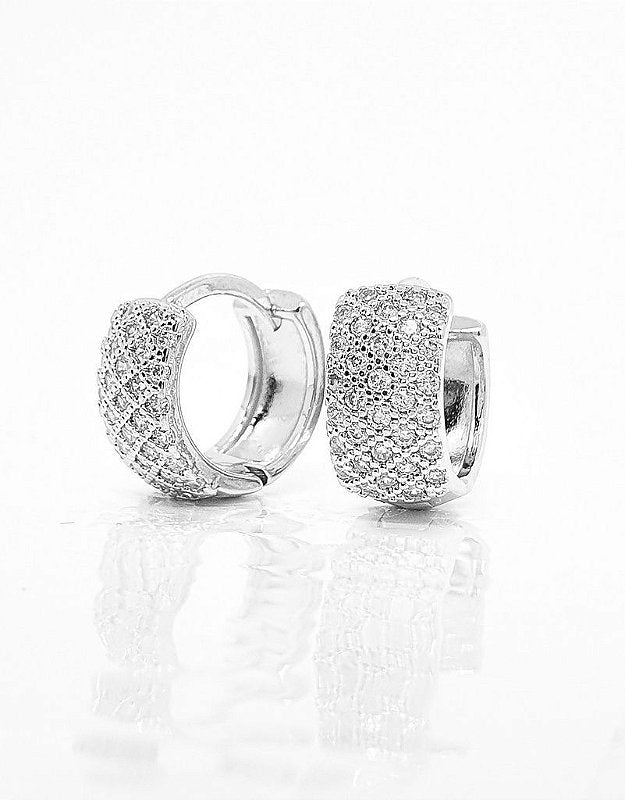 Brinco Masculino Par Argola Cravejada Com 32 Pedras G Banhada A Ouro Branco BRI005