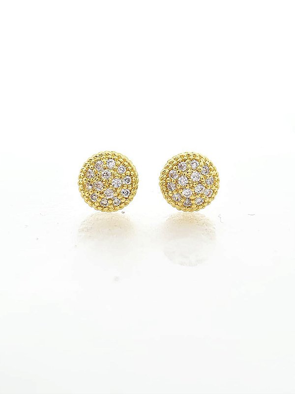Brinco Masculino Par Redondo Cravejado P Banhado A Ouro 18k BRI109