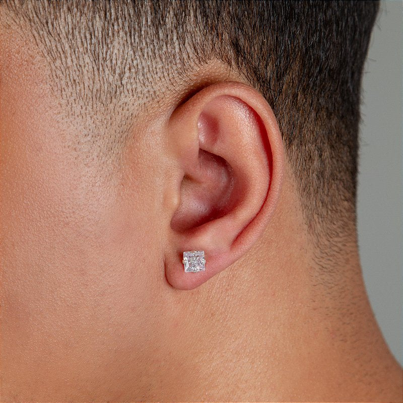 Par De Brinco Pedra Zircônia Quadrada (6mm) Prata 925 BRIP006