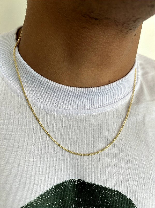 Corrente Elo Cadeado 2mm Fecho Tradicional Banhada a Ouro 18k COR056