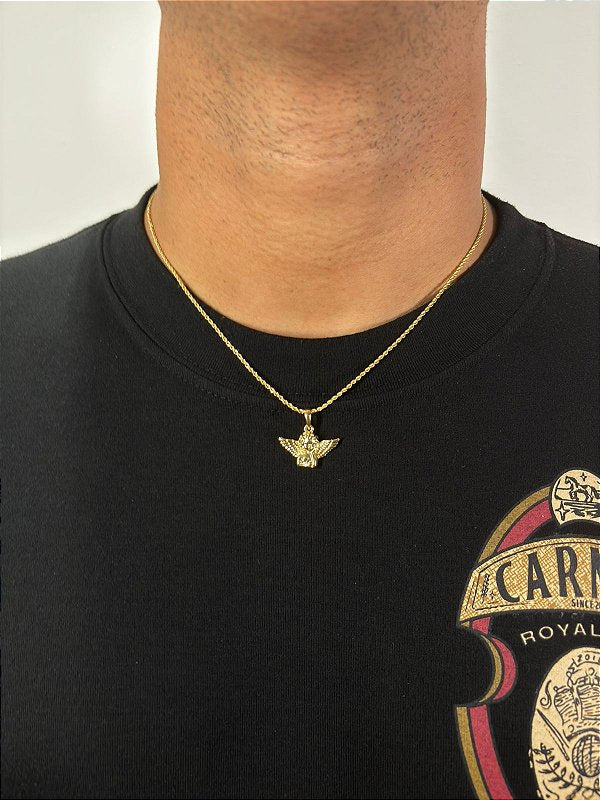 Corrente Cordão Baiano 1,6mm + Pingente Anjo Banhado A Ouro 18k COR003-PIN141