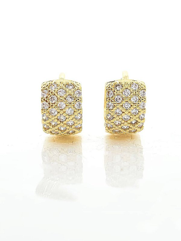 Brinco Masculino Par Argola Cravejada Com 32 Pedras M Banhada A Ouro 18k BRI143
