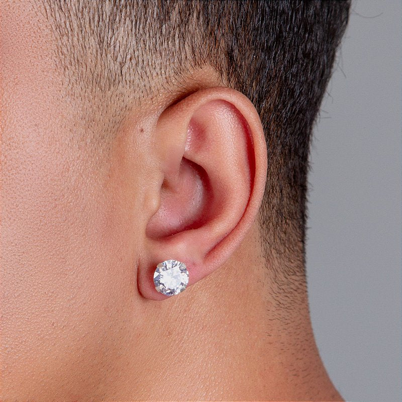 Par De Brinco Pedra Zircônia (10mm) Prata 925 BRIP003