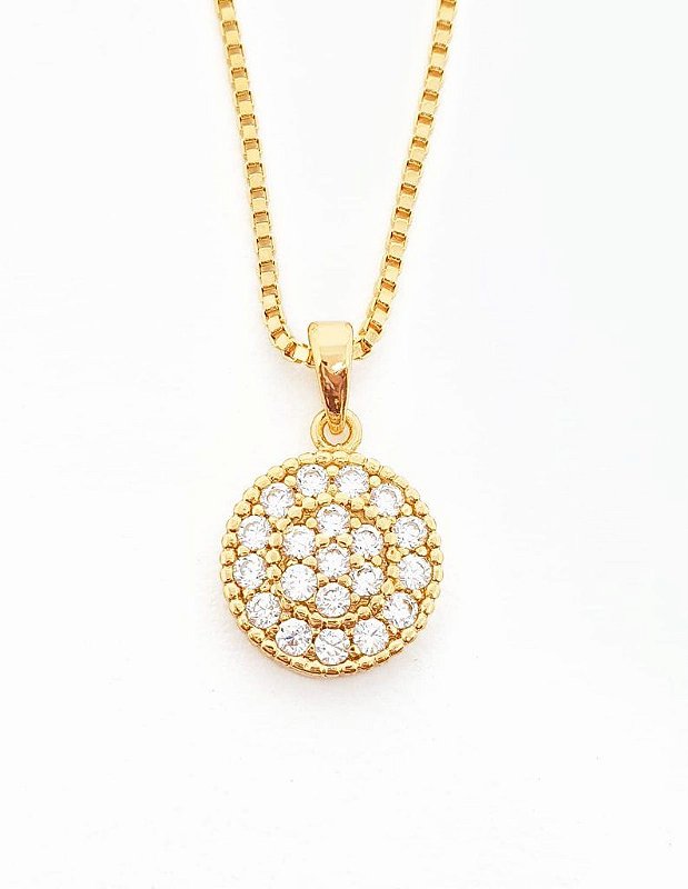 Pingente Circulo Cravejado Banhado A Ouro 18k PIN013