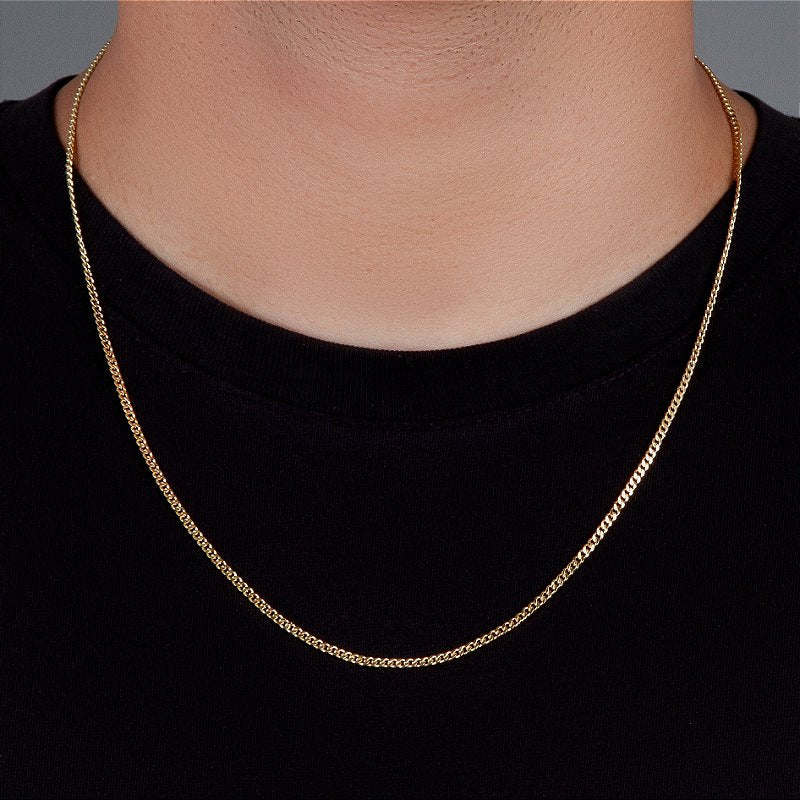 Corrente Grumet 2mm Fecho Tradicional Banhada A Ouro 18k COR007