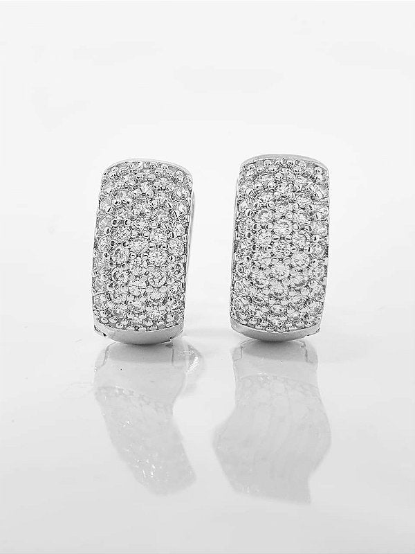 Brinco Masculino Par Argola Cravejada Com 29 Pedras G Banhada A Ouro Branco BRI032
