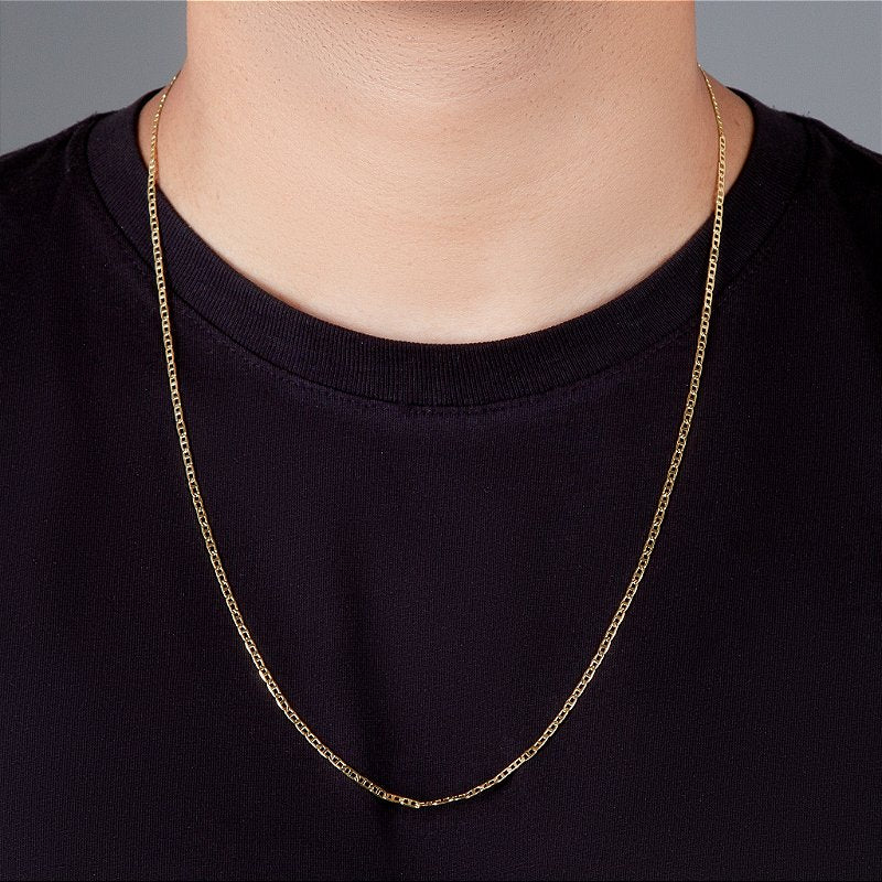 Corrente Piastrini 2,5mm Fecho Tradicional Banhada A Ouro 18k COR034