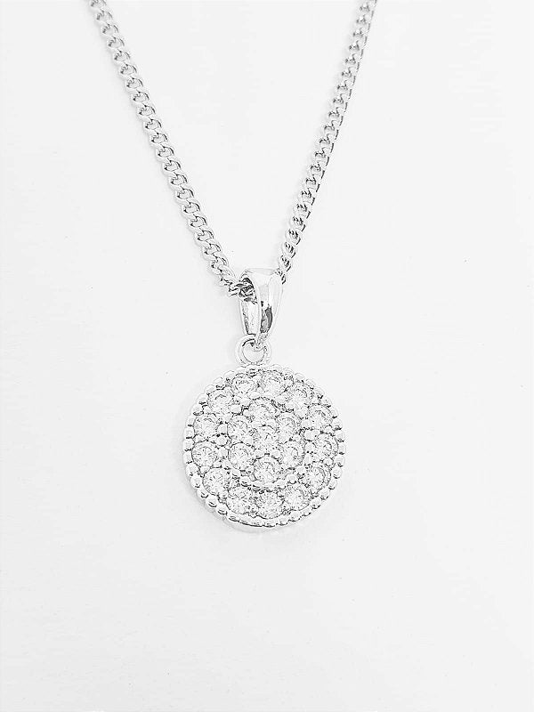 Pingente Circulo Cravejado Banhado A Ouro Branco PIN010