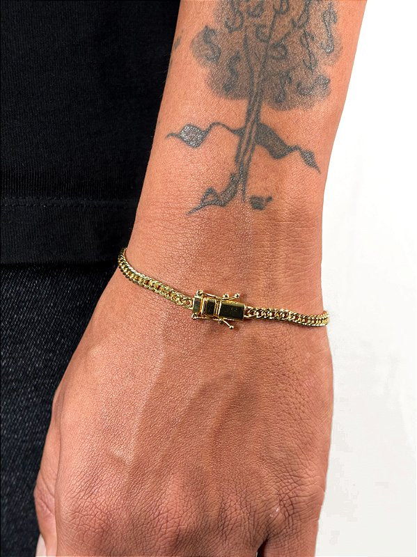 Pulseira Grumet Dupla 4mm Fecho Graveta Banhada A Ouro 18k PUL064