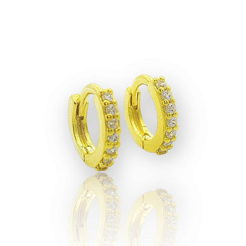 Brinco Masculino Par Argola Cravejada 1 Fileira M Banhado A Ouro 18K BRI168