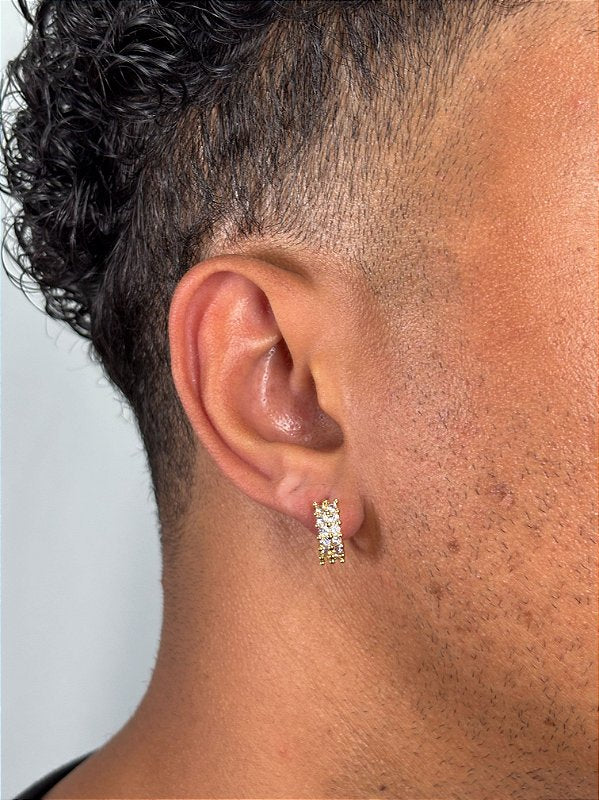 Brinco Fílip Argola Cravejada 12 pedras Banhado A Ouro 18k BRI214