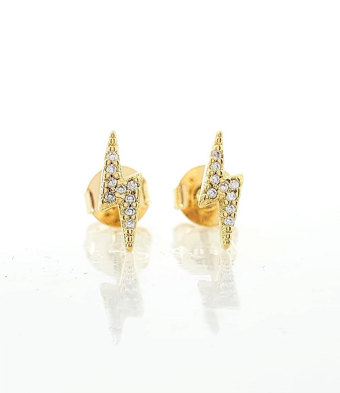 Brinco Masculino Par Raio Banhado A Ouro 18k BRI014