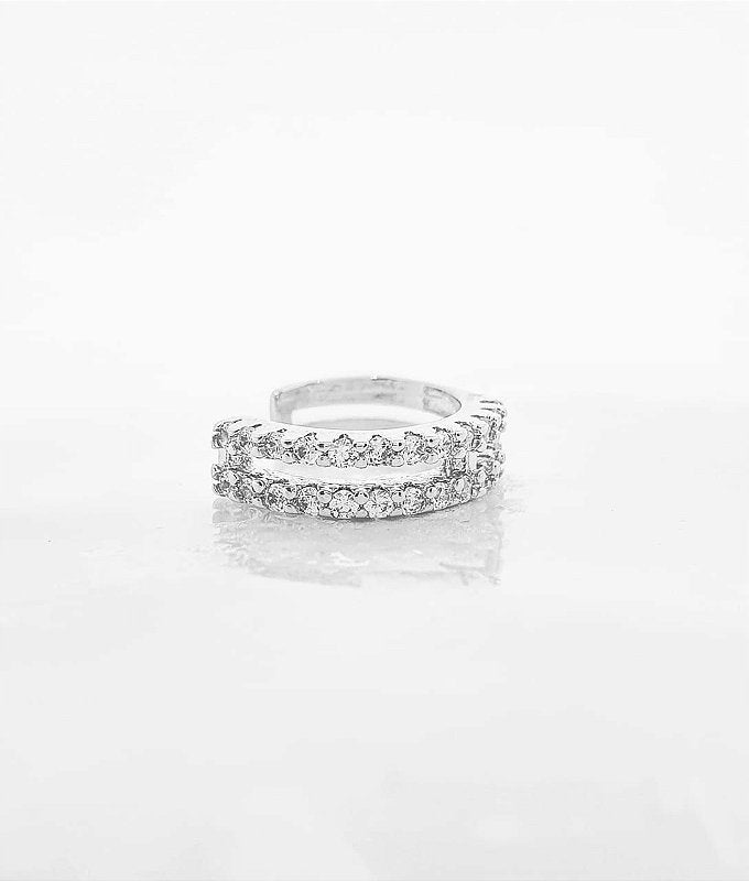 Piercing Fake Cravejado 2 fileiras Banhado A Ouro Branco PIER002