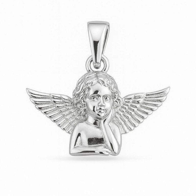 Pingente Anjo Banhado A Ouro Branco PIN140