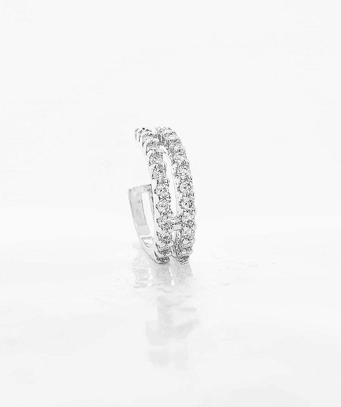Piercing Fake Cravejado 2 fileiras Banhado A Ouro Branco PIER002