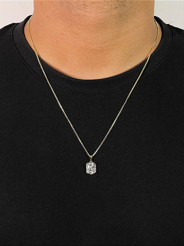 Corrente Veneziana 1,2mm + Pingente Prisma Banhada a Ouro 18k COR006-PIN129