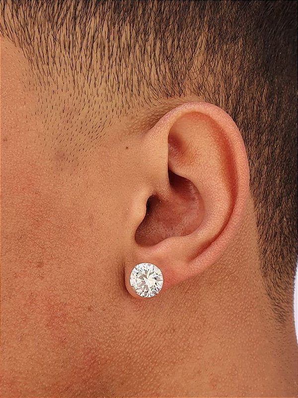 Par De Brinco Pedra Zircônia (10mm) Prata 925 BRIP003