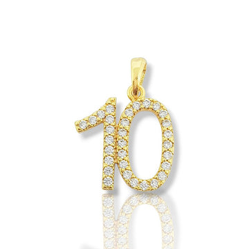 Pingente Número 10 Cravejado Banhado A Ouro 18k PIN083