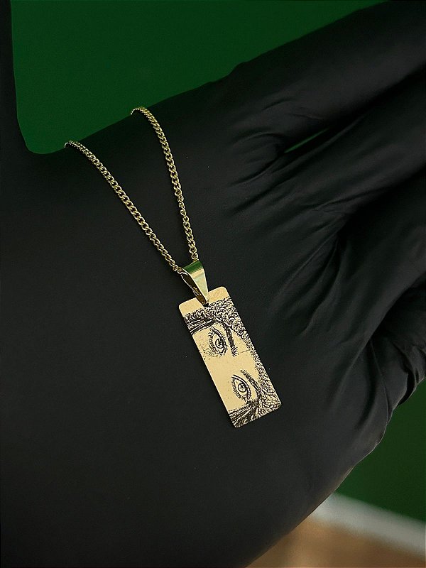 Corrente + Plaquinha Personalizada Banhada a Ouro 18k