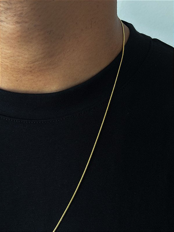 Corrente Rabo de Rato 1mm Fecho Tradicional Banhada A Ouro 18k COR086