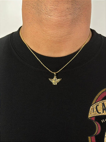 Corrente Cordão Baiano 1,6mm + Pingente Anjo Banhado A Ouro 18k COR003-PIN141