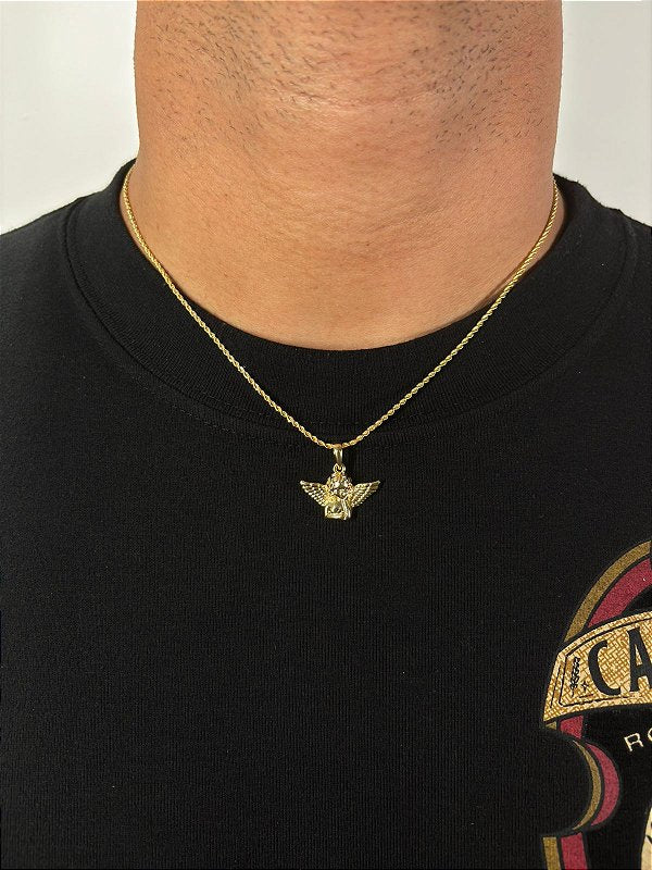 Corrente Cordão Baiano 1,6mm + Pingente Anjo Banhado A Ouro 18k COR003-PIN141