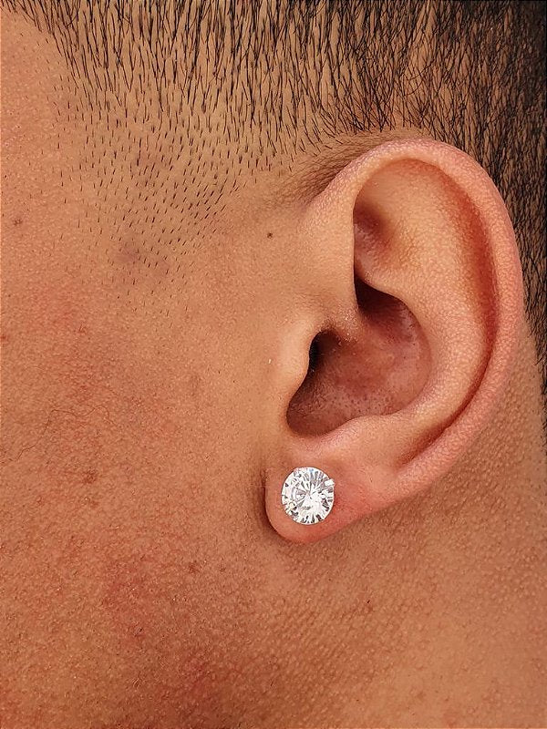 Par De Brinco Pedra Zircônia (8mm) Prata 925 BRIP001
