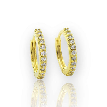 Brinco Masculino Par Argola Cravejada 1 Fileira G Banhado A Ouro 18K BRI169