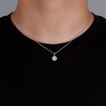 Corrente Elo Cadeado 1,2mm + Pingente Smile Redondo Cravejado Banhado A Ouro Branco COR013-PIN002