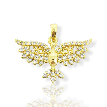 Pingente Passaro Cravejado Banhado A Ouro 18k PIN112