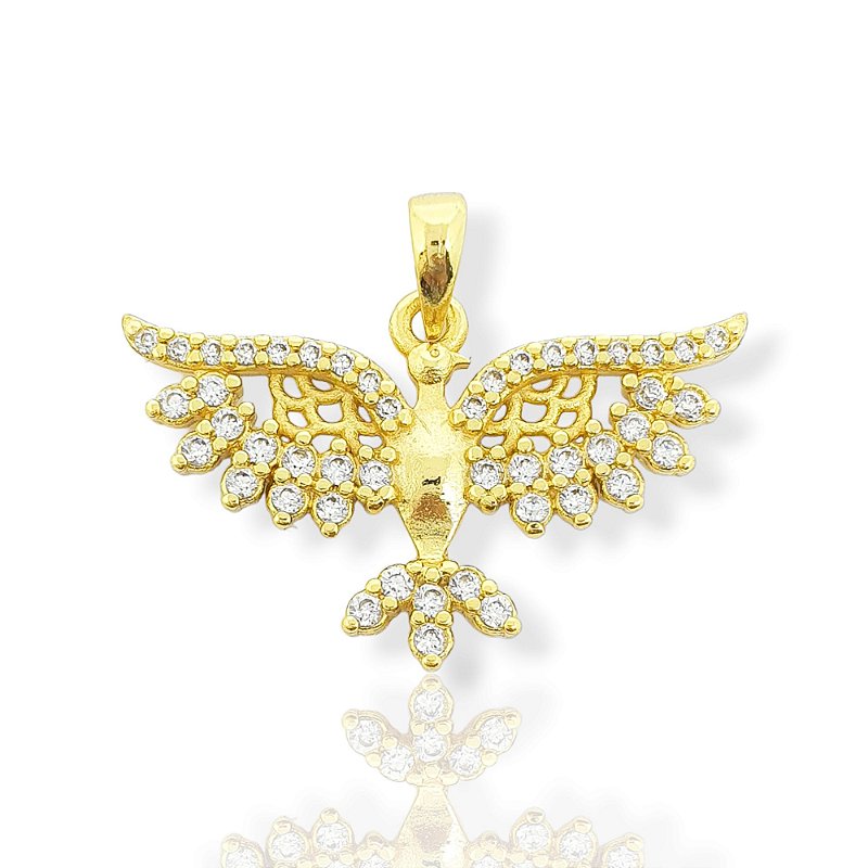 Pingente Passaro Cravejado Banhado A Ouro 18k PIN112
