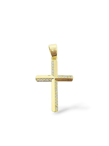 Pingente Cruz Linear Banhado A Ouro 18K PIN130