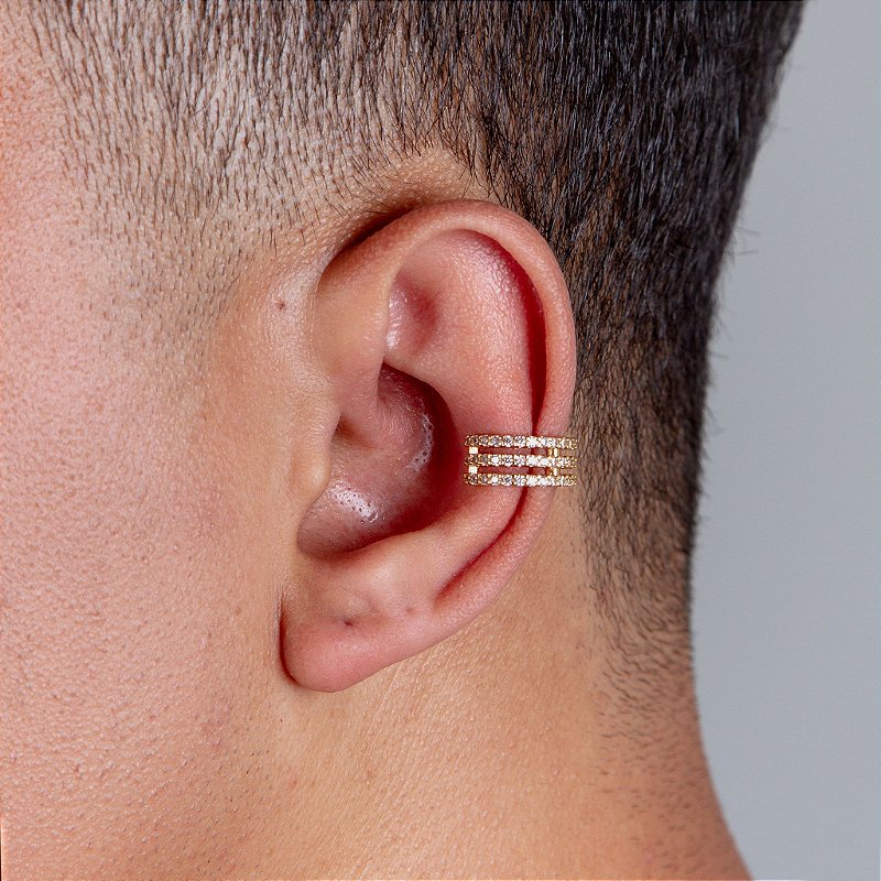 Piercing Fake Cravejado Banhado A Ouro 18k PIER004