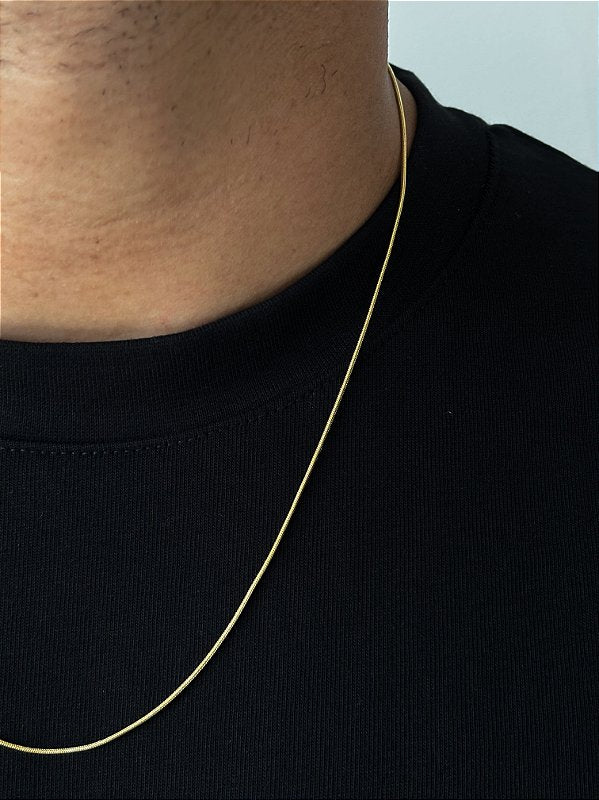 Corrente Rabo de Rato 1mm Fecho Tradicional Banhada A Ouro 18k COR079
