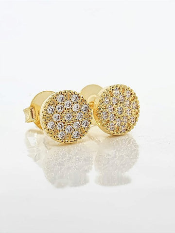 Brinco Masculino Par Chapado Redondo Banhado A Ouro 18k BRI127