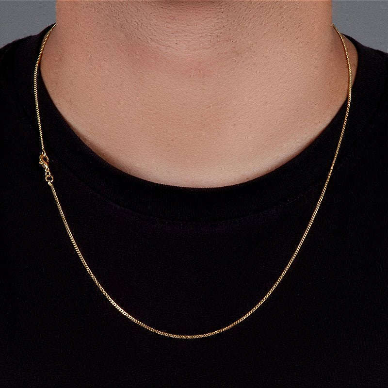 Corrente Grumet 1,4mm Fecho Tradicional Banhada A Ouro 18k COR012