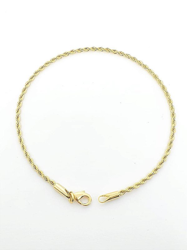 Pulseira Cordão Baiano 2mm Fecho Tradicional Banhada A Ouro 18k PUL022