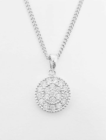 Pingente Circulo Cravejado Banhado A Ouro Branco PIN010