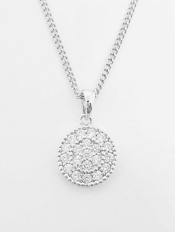 Pingente Circulo Cravejado Banhado A Ouro Branco PIN010