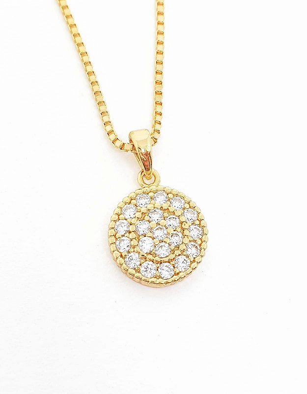 Pingente Circulo Cravejado Banhado A Ouro 18k PIN013
